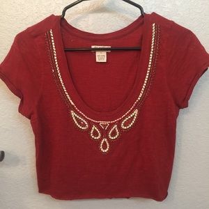 Lucky Brand Beaded Crop Top